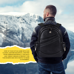 Sac à dos en cuir véritable pour ordinateur portable Style de luxe Fermeture à glissière Imperméable Léger Meilleur compagnon de voyage Multiple Laptop - Product Image 6