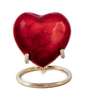 Urne en métal rouge simple pour les cendres Mémorial funéraire Crémation Souvenir Urnes d'amour Coeur décoratif en laiton avec support Urne de taille personnalisée - Product Image 4