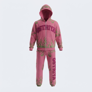 Conjunto Deportivo de Moda para Hombre con Capucha y Cremallera Completa, Colores Sólidos, Patrón de Letras Tejidas, Fusión sin Costuras, Calidad Superior - Product Image 6