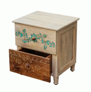 Mesita de noche moderna de lujo de madera maciza hecha a mano, muebles de almacenamiento de cabecera pulidos personalizables, dormitorio de la mejor calidad para el hogar - Product Image 3