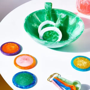 ART RESIN VIBRANT HANDMADE 100% Resin Salad Servers Set for Home Hotel Business Gifts Use Includes <b>Ice</b> <b>Cream</b> <b>Spoon</b> - Product Image 1