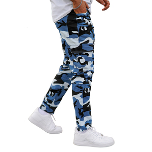 Pantalones cargo para hombre al por mayor, pantalones cargo ajustados a la moda de camuflaje azul personalizados para hombre, pantalones cargo informales al por mayor - Product Image 6