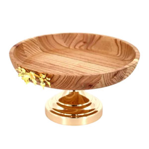 Cuenco para servir frutas de madera maciza de diseño admirable con Base de Metal dorado y acento Floral para decoración del hogar, cuenco para servir vajilla - Product Image 1