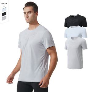 Camiseta de verano de secado rápido para entrenamiento al aire libre, ropa de gimnasio de cuello redondo, de manga corta Camiseta deportiva para hombre, cuello redondo deportivo - Product Image 3