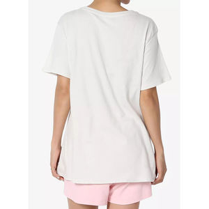 Haute qualité personnalisé hommes surdimensionné 100% coton T-Shirt uni couleur unie court col rond Long Jersey tissu lavé Techniques - Product Image 2