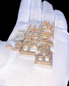 Pendentif en diamant moissanite à lettre initiale bicolore plaqué rhodium argent 925, niveau VVS, avec bijoux hip-hop personnalisés - Product Image 5