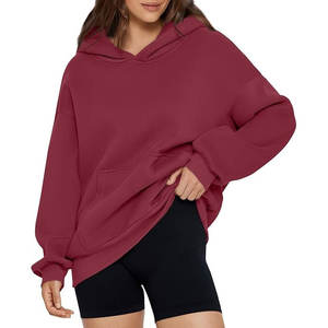 Sudadera con Capucha Cálida de Forro Polar 100% Algodón Ecológico para Mujer, Color Naranja Sólido, Estilo Hip Hop Urbano - Product Image 6