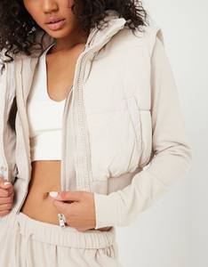 High Neckline Padded Cropped <b>Waistcoat</b> <b>Women's</b> Sleeveless Puffer Vest Custom Puffer Jacket Breathable Eco-Friendly Waterproof - Product Image 2