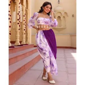 ชุดเดรสลายดอกไม้สไตล์ดอติ ไไซร่า เลเวนเดอร์ ชุดเดรสพิมพ์ลายดอกไม้สุดหรูพร้อมกระโปรงทรงดอติ - Product Image 2