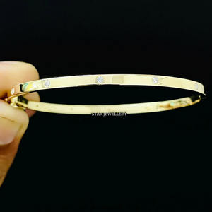 14K Solid <b>Gold</b> Flush <b>Set</b> Natural Diamond Bridal Bracelet Fine Jewelry. - Product Image 1