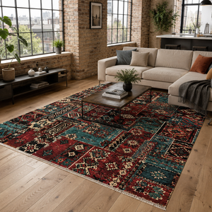 Tapis lavable Netline Home Homestead Waves Burgundy Heritage - Product Image 1