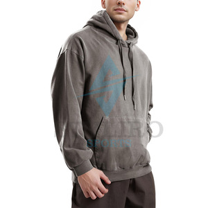 Manufacturer's High Quality 100% Cotton <b>French</b> Terry Solid <b>Vintage</b> Men's Hoodie Custom Distressed Acid Wash Wholesale Streetwear - Product Image 2