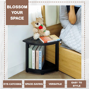 Taburete esquinero de madera que ahorra espacio para dormitorios y salas de estar hecho de madera de acacia duradera con diseño moderno - Product Image 2