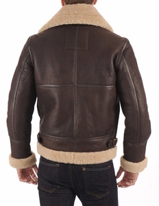 Blouson Aviateur en Cuir Véritable Shearling – Tendance Hiver, Rembourrage Chaud en Fourrure Sherpa, Style Décontracté Biker - Product Image 4