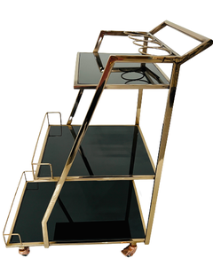 Carros y carros de barra de 3 niveles en acero inoxidable y hierro en oro, oro rosa y revestimiento en polvo utilizado en restaurantes, hogar y salón - Product Image 4