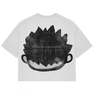 100% Cotton Crew Neck Baggy Tee Oversized Boxy Slim Fit Design Full <b>Screen</b> Printing Short Heavyweight Cropped Casual Short - Product Image 4