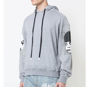 Men Hoodie 100% Cotton Fleece Pullover <b>Sweatshirt</b> Full Sleeve Custom Logo Printing Winter Wear Bulk Wholesale OEM Supplier - Product Image 3