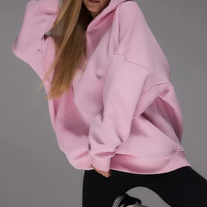 Fashion Custom Luxury Oversized Winter Knitted Pullover <b>Hoodies</b> Heavyweight Eco-Friendly <b>Pink</b> Cotton Fleece Baggy Batwing Sleeve - Product Image 4
