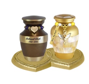 ขาตั้งอนุสรณ์สีทองหัวใจคู่สำหรับโกศขนาดเล็ก2ชิ้นสำหรับขี้เถ้าอลูมิเนียม - Product Image 4