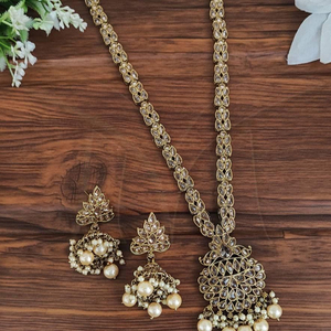 Mehendi-Conjunto de collar antiguo indio para mujer, conjunto de accesorios, ropa de fiesta, collar largo antiguo, conjunto de joyería - Product Image 1