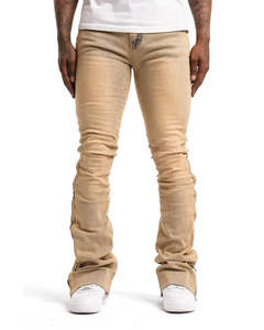 Pantalones acampanados de mezclilla de algodón de alta calidad para hombre personalizados fabricante Oem High Street para hombre Pantalones vaqueros de pierna ancha grandes - Product Image 4