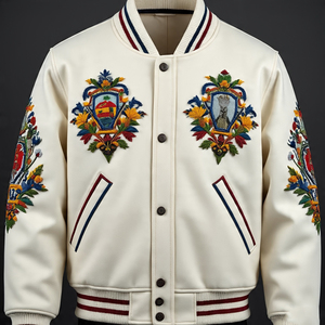 Blousons bombardiers Letterman en chenille pour hommes blousons bombardiers d'hiver décontractés boutonnés en satin universitaire pour hommes - Product Image 2