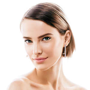 Pendientes de Diamantes Redondos Brillantes Minimalistas de la Mejor Calidad con Oro Blanco de 14K para Uso Diario, Disponibles a Precio de Fábrica - Product Image 3