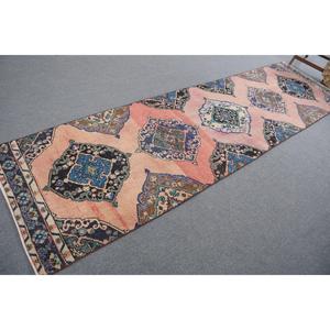 Tapis, 3,2 x 12,3 pieds, tapis vintage, tapis bleu patchwork en laine - Product Image 2