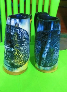 Tallado a mano Cuerno MUG Beber Cuerno Taza pulida Beber SEGURO - Product Image 3