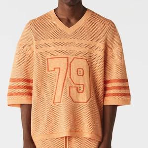 เสื้ออเมริกันฟุตบอลผ้าตาข่ายแขนสั้นสำหรับผู้ชายผ้าคอตตอนพิมพ์ลายสกรีนผ้าไหม - Product Image 2