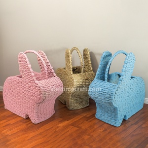 Vintage Design Rabbit Shape <b>Storage</b> <b>Basket</b> Rattan Easter Bunny Handicraft From Vietnam Stainless Steel <b>Metal</b> Wardrobe <b>Storage</b> - Product Image 1