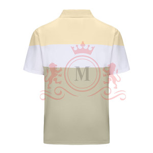 Elegant Beige White Polo Shirt Soft Breathable Fabric <b>Classic</b> Collar Short Sleeve Comfortable Casual Daily Wear - Product Image 2
