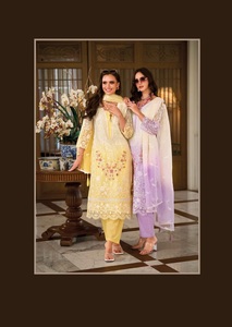 New Latest Embroidery Work Soft <b>Organza</b> Kurti and Pant with Moti Work Dupatta Set - Product Image 4