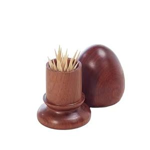 Modern & Handmade Design Mango Wood Round Shape <b>Toothpick</b> Holder for Home Kitchen Desktop Best Selling In Low price - Product Image 5
