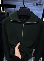 T-shirt à col montant côtelé 100 % coton pour homme, respirant, séchage rapide, uni, teint en fil, manches courtes, coupe décontractée