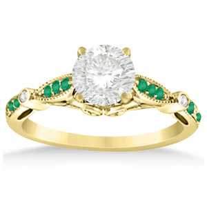 Marquise & Dot Emerald Vintage Bridal <b>Set</b> 14k Yellow <b>Gold</b> 0.29ct Fine <b>Jewelry</b> <b>Set</b> - Product Image 2