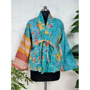 Vintage <b>Kantha</b> Stitch Dori <b>Jacket</b> One-of-a-Kind Handstitched Reversible Short Coat Woven Fabric Embroidery Boho Chic Fashion - Product Image 2