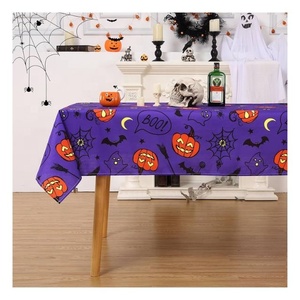 Mantel Rectangular de Algodón Orgánico GOTS de Doble Color con Diseño de Calabaza de Halloween, Personalizado para Restaurantes, OEM, ODM, MOQ Bajo, Venta al Por Mayor - Product Image 4