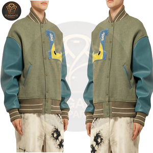 Vente en gros pour la meilleure qualité dans une conception différente avec des vestes d'université de baseball imprimées en laine de cuir de couleur unie - Product Image 5