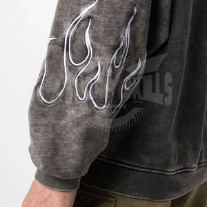 Sweat à capuche délavé à l'acide pour hommes de qualité supérieure à la mode grande taille vêtements en molleton confortable bouffée solide 3D Designer teint en plaine - Product Image 5