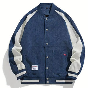 Chaqueta personalizada con logotipo béisbol invierno American High Street Vintage cuero manga Chenille bordado Versity chaqueta para hombres - Product Image 1