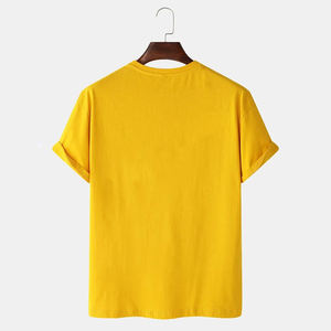 T-shirts pour hommes en polyester/coton de haute qualité, respirants, à séchage rapide, tissu de 220 g, coupe classique, personnalisables, jaunes, en vrac - Product Image 4