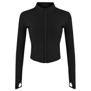 Wholesale Women Sports <b>Jacket</b> Skin Friendly Long Sleeve Front Zipper Slim Fit Breathable Eco-Friendly <b>Workout</b> Fitness Gym Yoga - Product Image 2