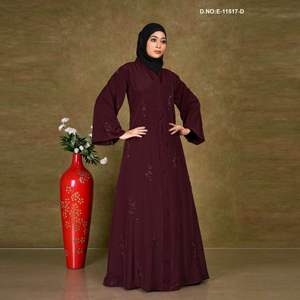 Abaya à broderies dispersées, tissu Nida de qualité supérieure |   Vêtement long élégant - Product Image 4