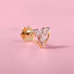สีโรสโกลด์สีขาว14K แข็งเครื่องประดับเพชรธรรมชาติสามเม็ดหมุดจมูกออกแบบทันสมัยสำหรับผู้หญิงสวมใส่ทุกวันงานแต่งงาน - Product Image 6