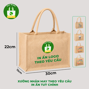 Sac de courses en jute Truong Gia 30x22x15cm, imprimé café vietnamien, réutilisable - Product Image 6