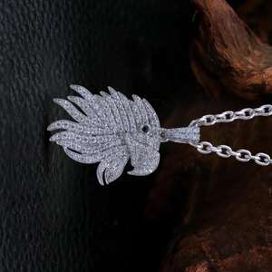 Colgante de Diamante Moissanite de Alta Calidad, Colgante Personalizado de Cara de Loro Chapado en Plata de 14k, Joyería Fina de Estilo Hip Hop - Product Image 3