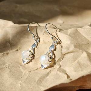 925 Sterling Silver Gold Plated <b>Moonstone</b> Gemstone Drop <b>Earrings</b> Handmade Daily Wear Trendy Jewelry for Women Gift - Product Image 5