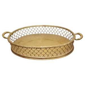 Bandeja para servir Pasta de comida de decoración superior, bandeja de Metal con acabado dorado con asas, bandeja para servir postres y aperitivos rápidos - Product Image 1