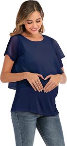 Donne incinte maternità allattamento magliette camicetta a doppio strato da donna maternità allattamento Wrap Tee Top - Product Image 4
